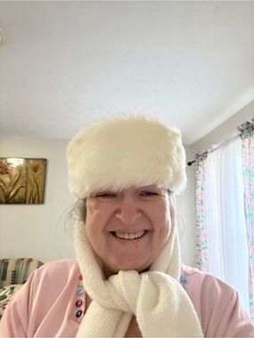Unlisted Cream Knit Hooded Scarf with Faux Fur Trim